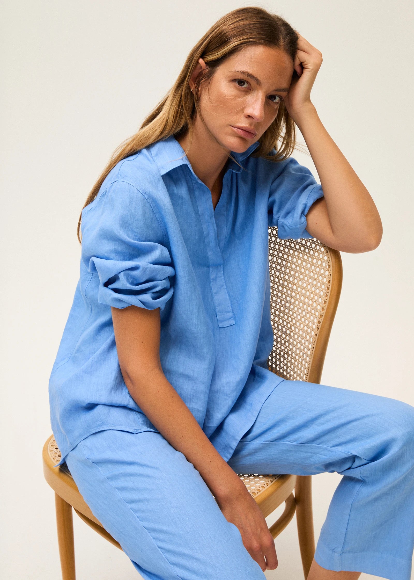 The Bright Blue Linen Top