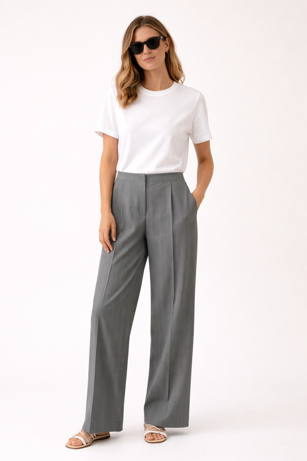 The Grey Pinstripe Mela Trouser