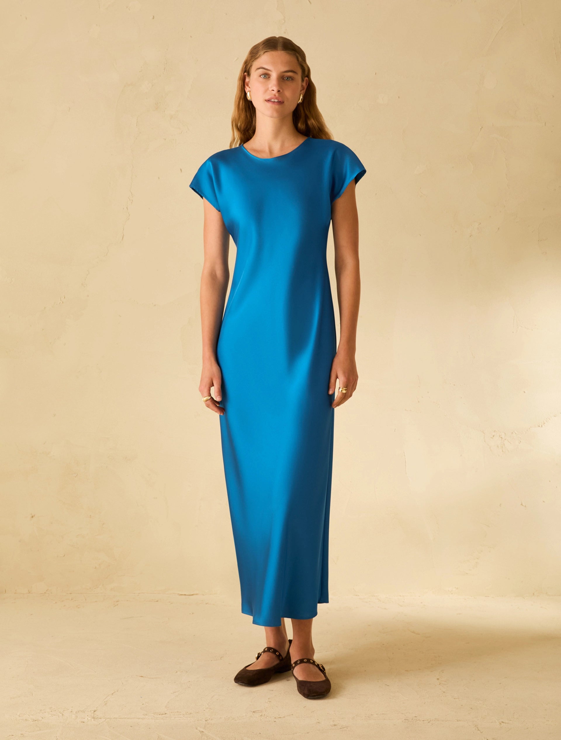 The Teal Double Satin Dress