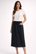 The Navy Linen Drawstring Skirt