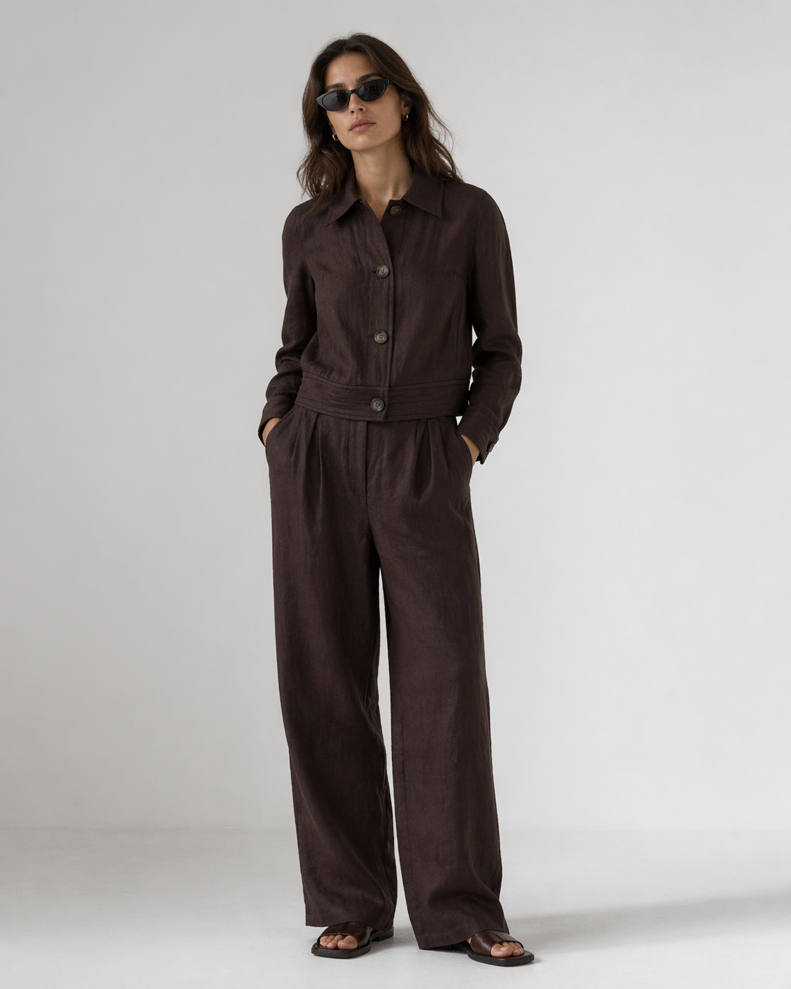 The Chioma Dark Brown Linen Jacket