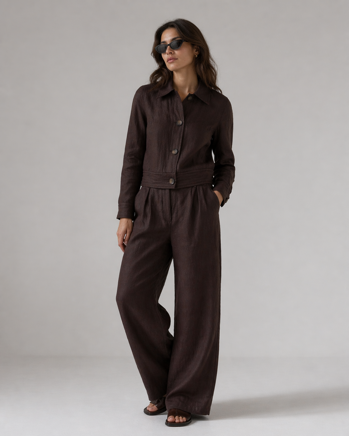 The Meloe Dark Brown Linen Trousers
