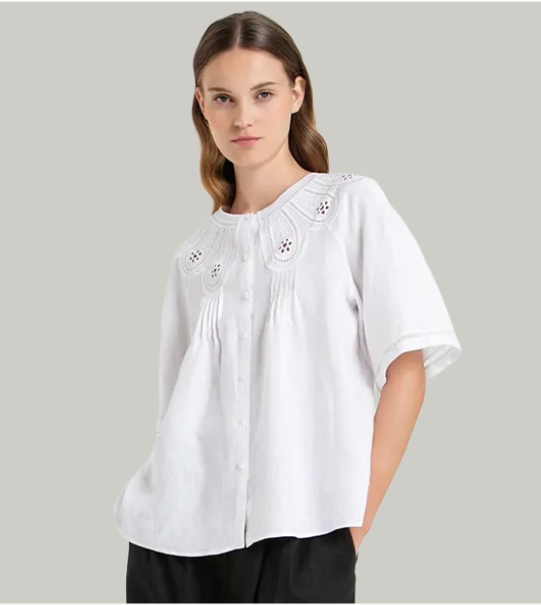 The Detail White Linen Blouse