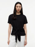 Self-Tie Jersey Relaxed Crew Neck T-Shirt