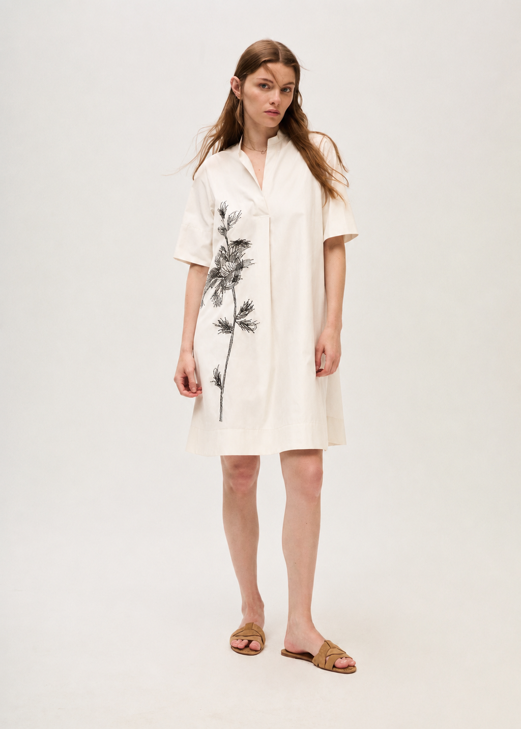 The Off White Embroidery Taffeta Dress