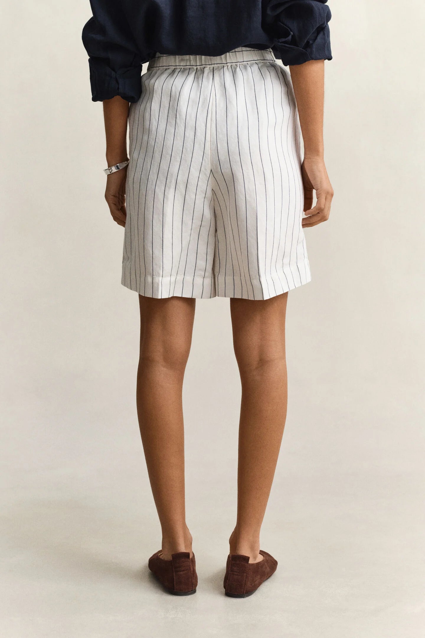 The Linen Blend Stripe Shorts
