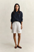The Linen Blend Stripe Shorts
