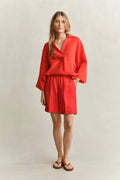 The Red Linen Blend Shorts