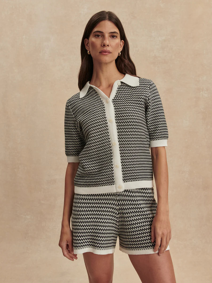 Gaelle Polo Knit Top