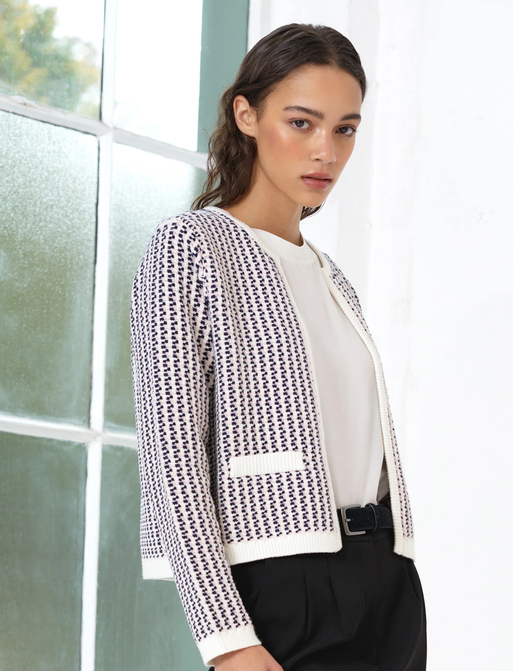 The Noar Pink Cream Open Cardigan