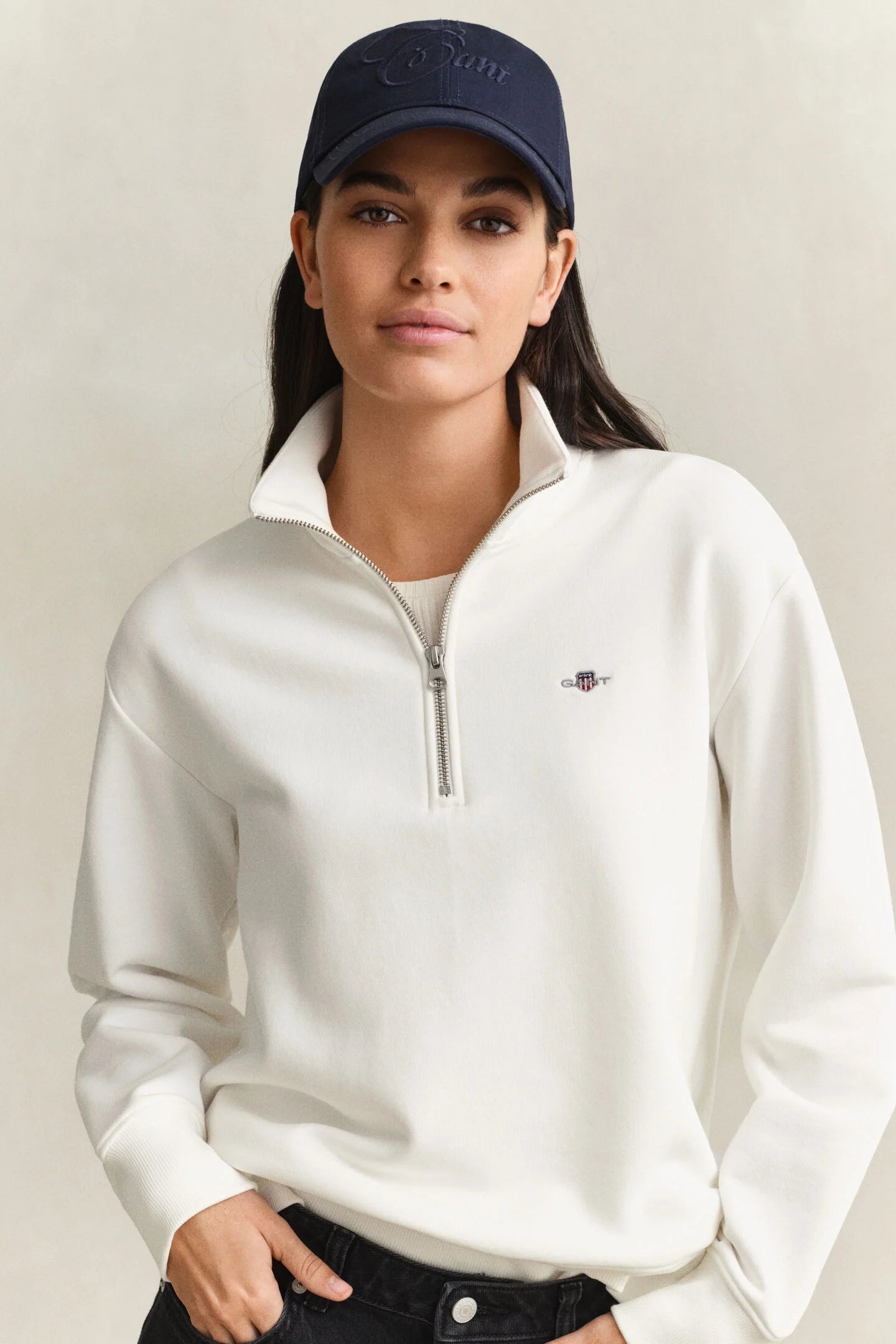 Eggshell Shield Half Zip Sweatshirt