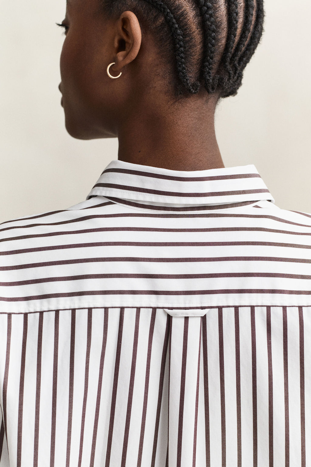 Chocolate White Relaxed Fit Striped Classic Poplin Shirt