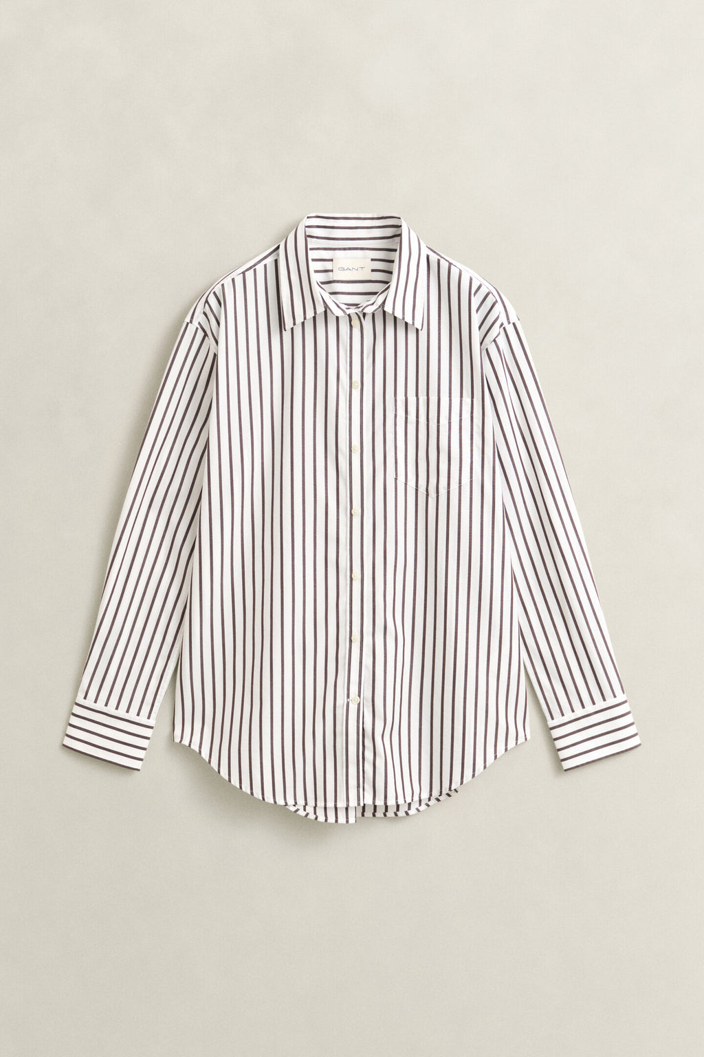Chocolate White Relaxed Fit Striped Classic Poplin Shirt