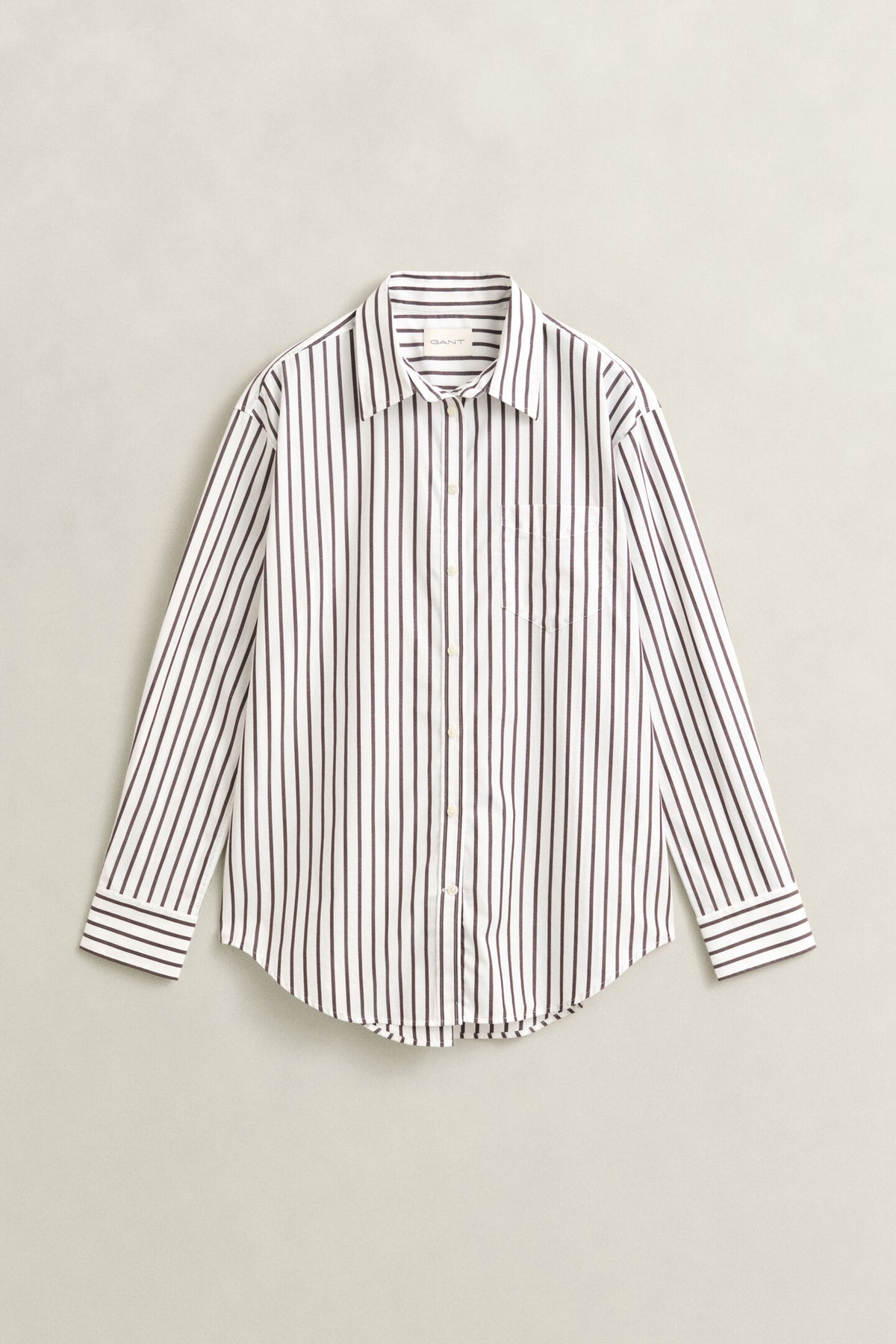 Chocolate White Relaxed Fit Striped Classic Poplin Shirt