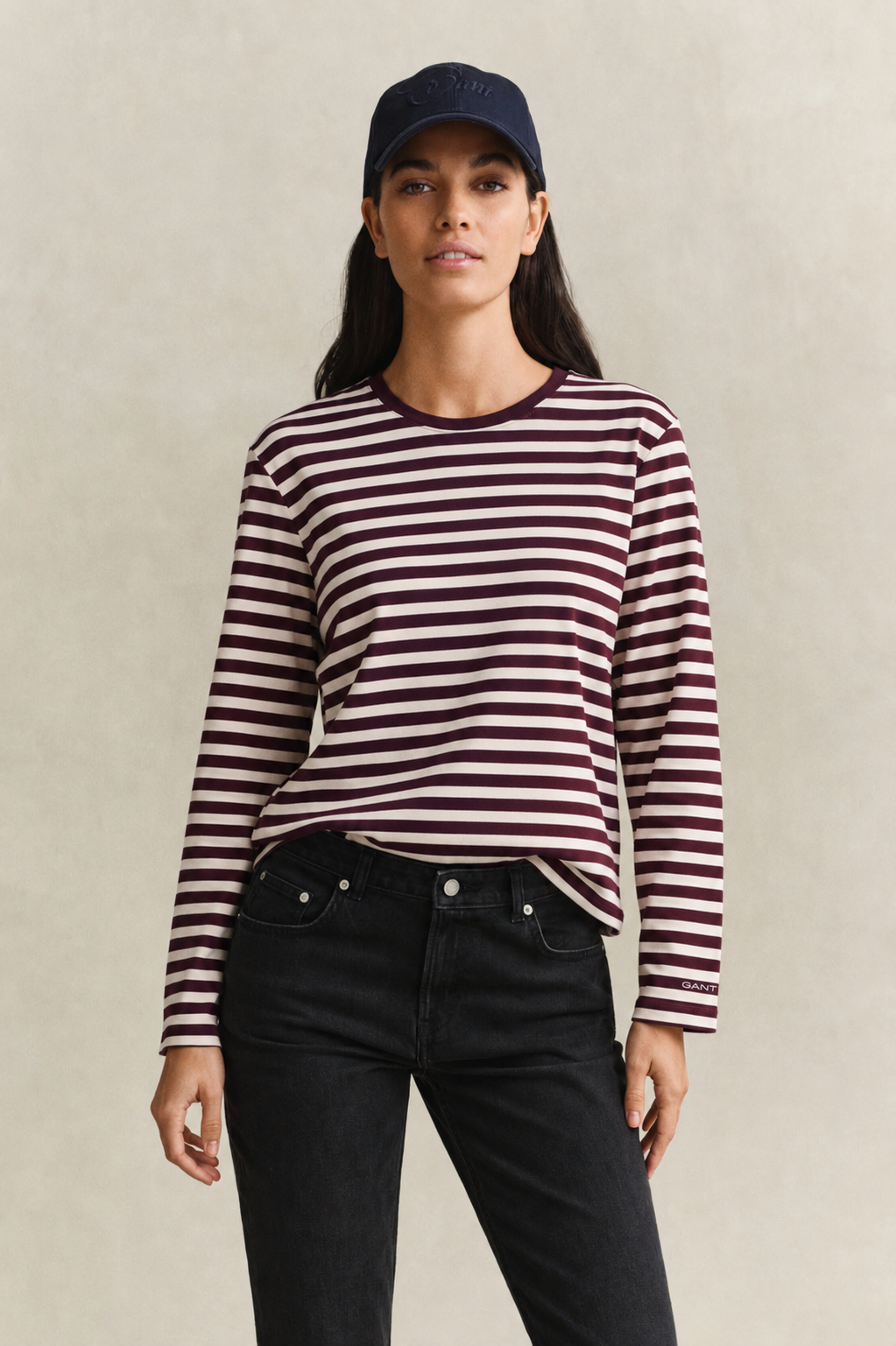 Slim Stripe Burgundy T-Shirt