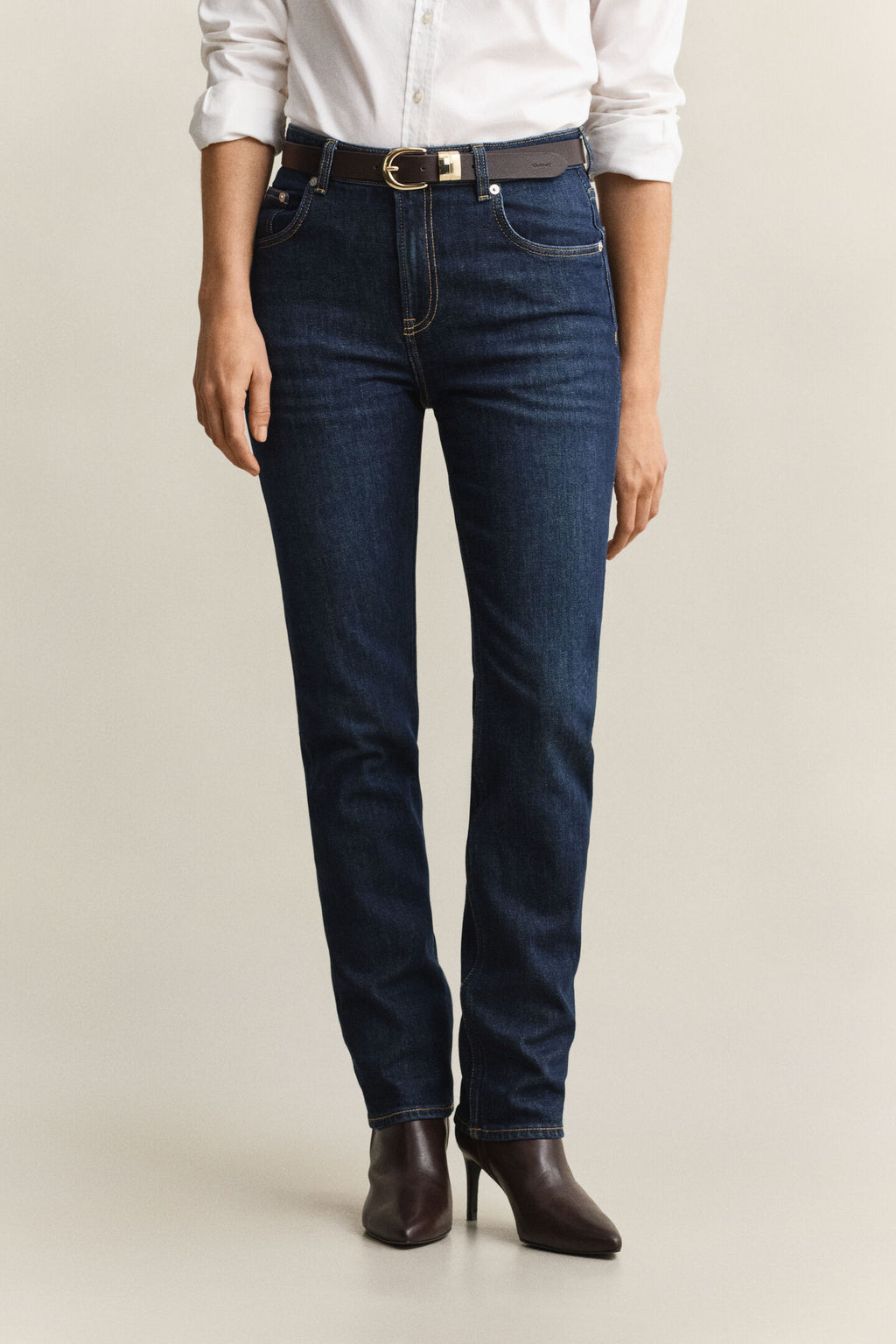 Straight Leg Stretch Worn Denim Jeans