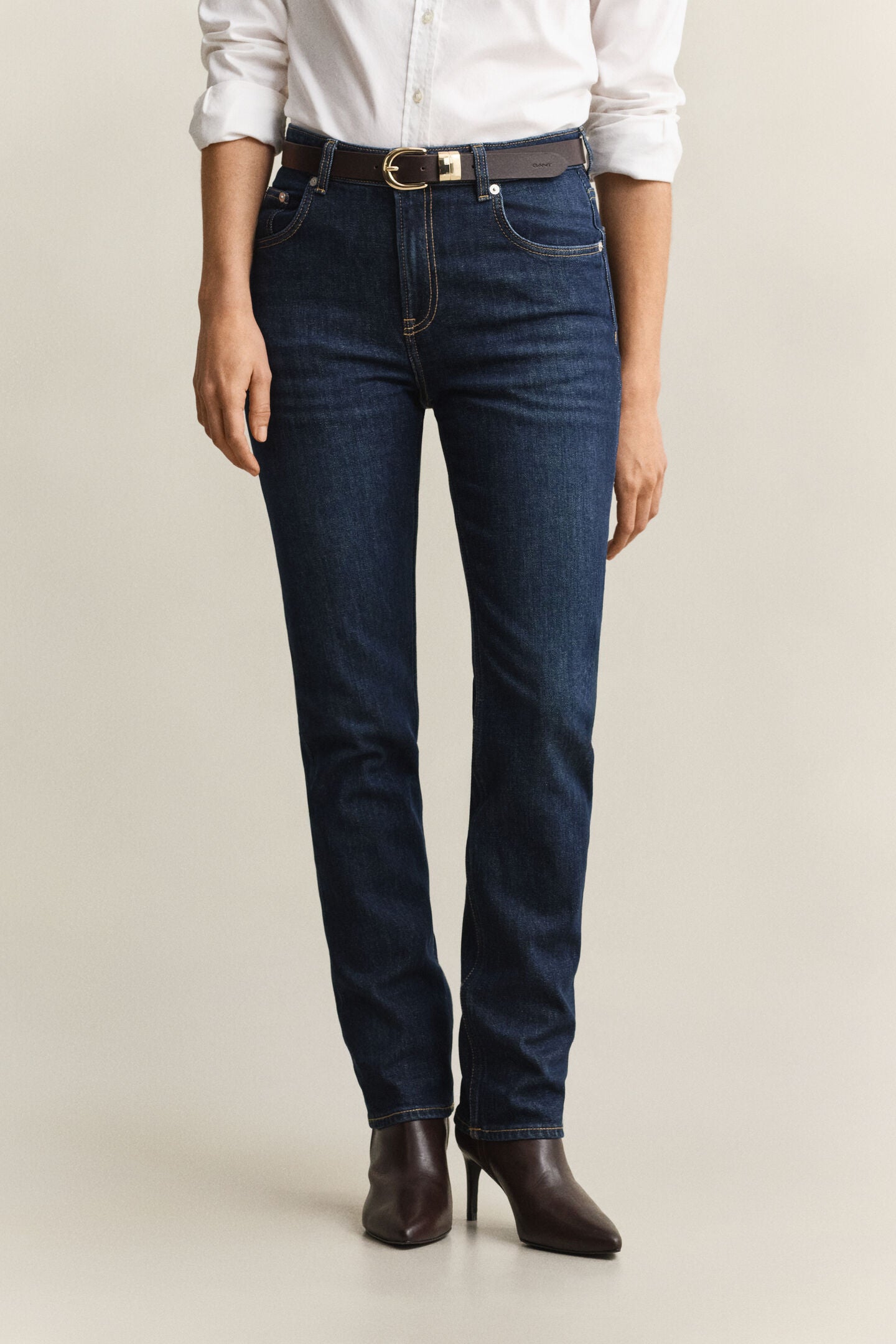 Straight Leg Stretch Worn Denim Jeans