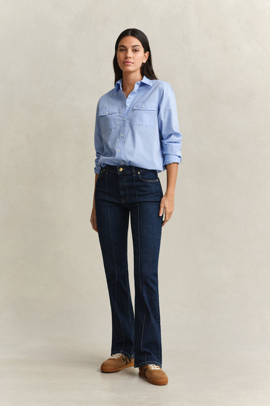 Slim Flared Pintuck Jeans