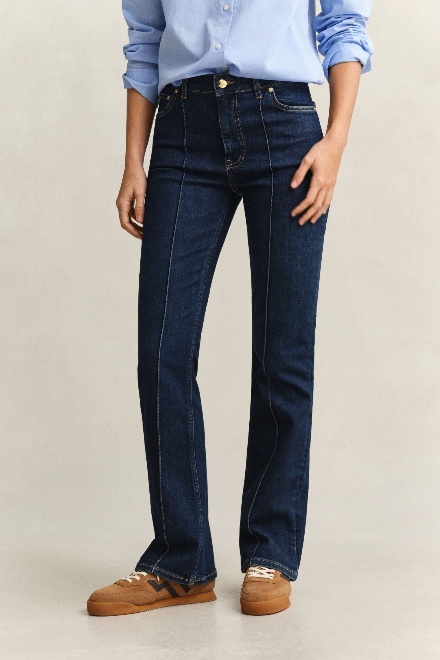 Slim Flared Pintuck Jeans