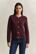 Wine Gold Button Cotton Cardigan