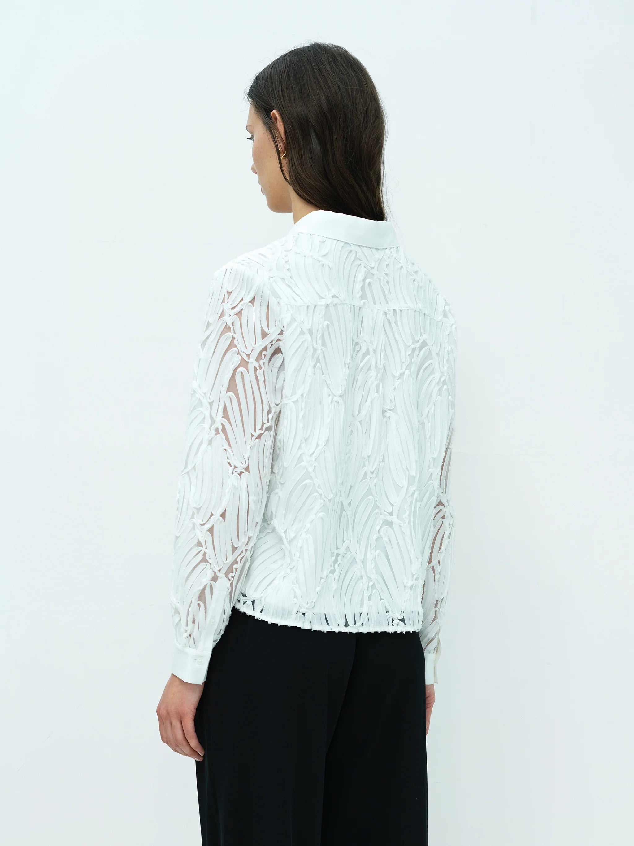 Margot White Textured Long Sleeve Shirt