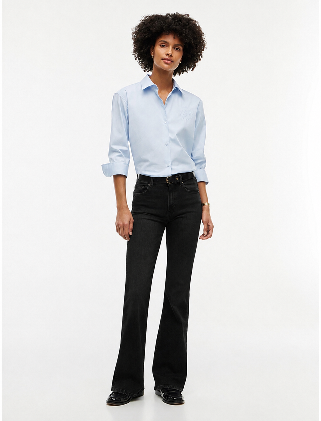 Luna Black Mid Rise Flared Jeans