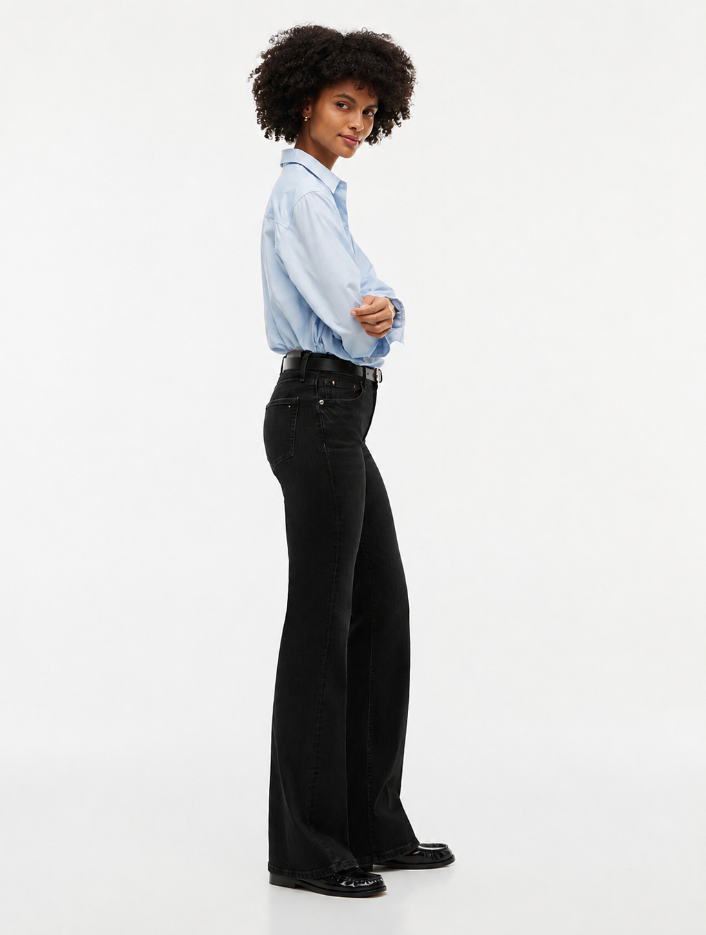 Luna Black Mid Rise Flared Jeans