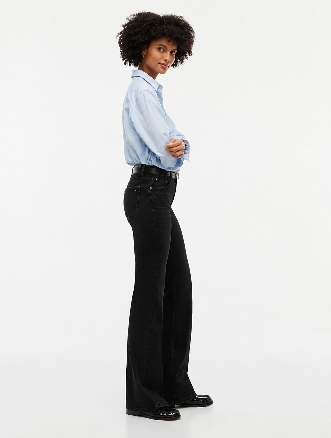 Luna Black Mid Rise Flared Jeans