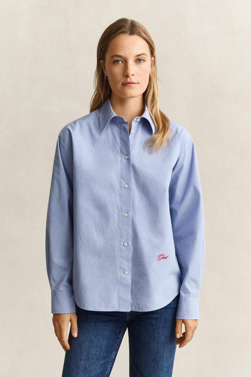 Relaxed Misty Blue Branded Shirt