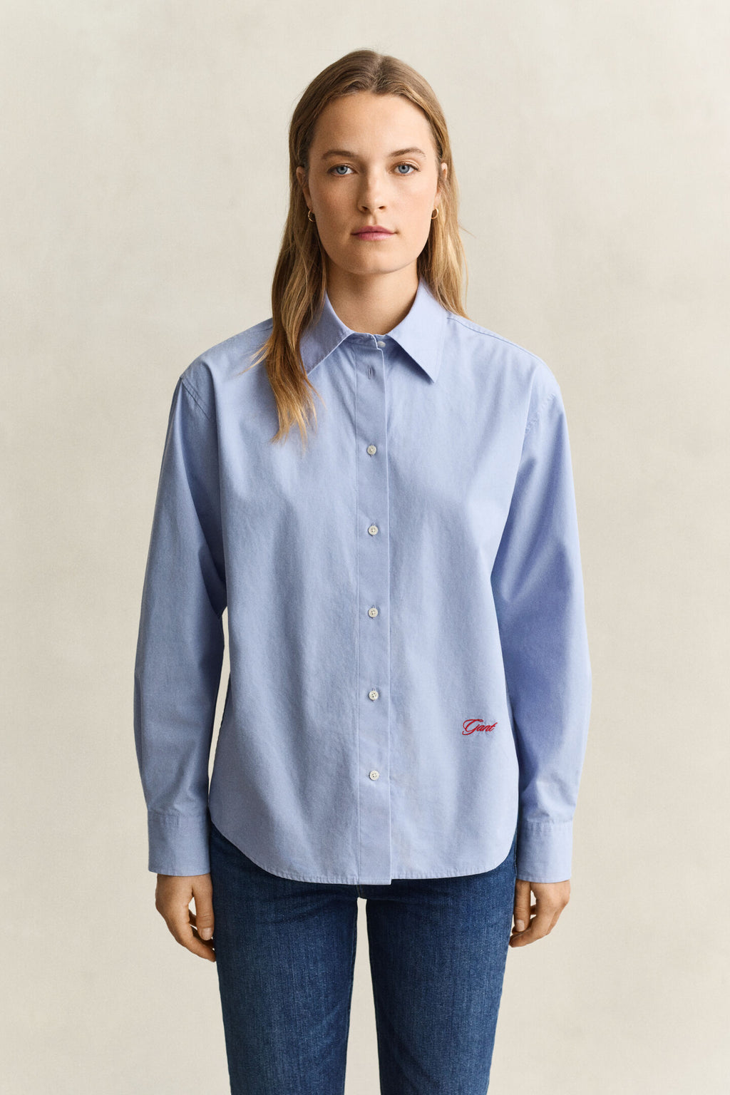 Relaxed Misty Blue Branded Shirt
