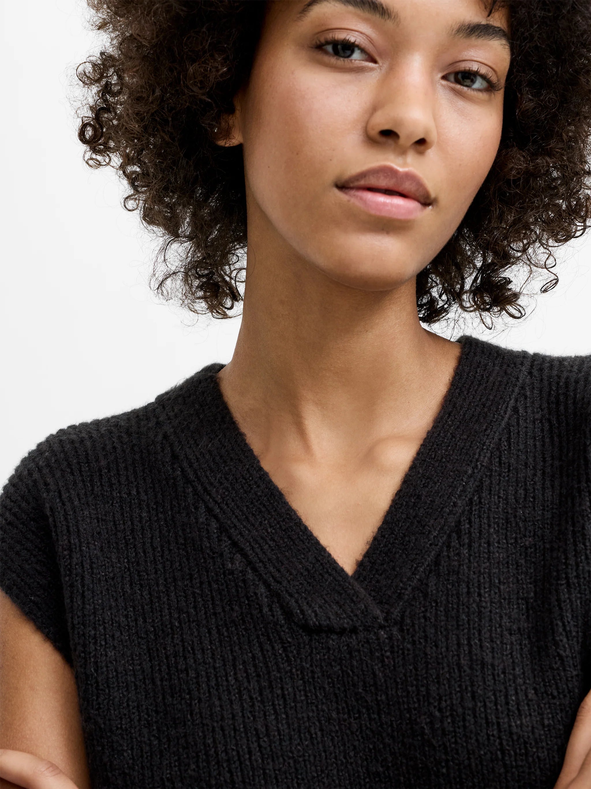 Junia Dark Grey V Neck Knit Vest