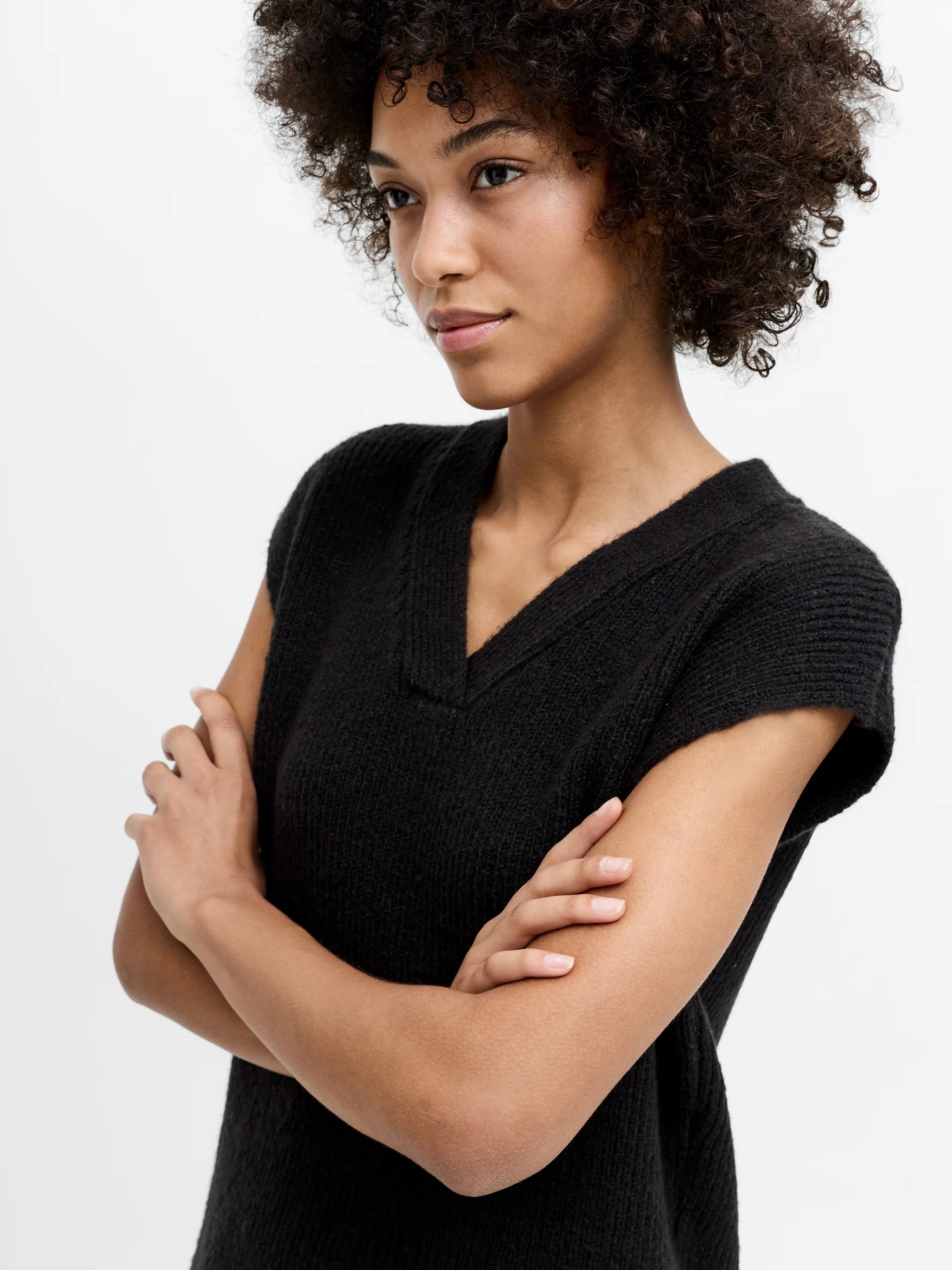 Junia Dark Grey V Neck Knit Vest
