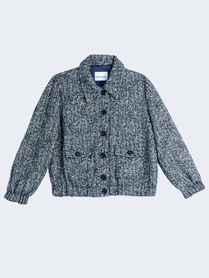 Denim Blue Herringbone Jacket