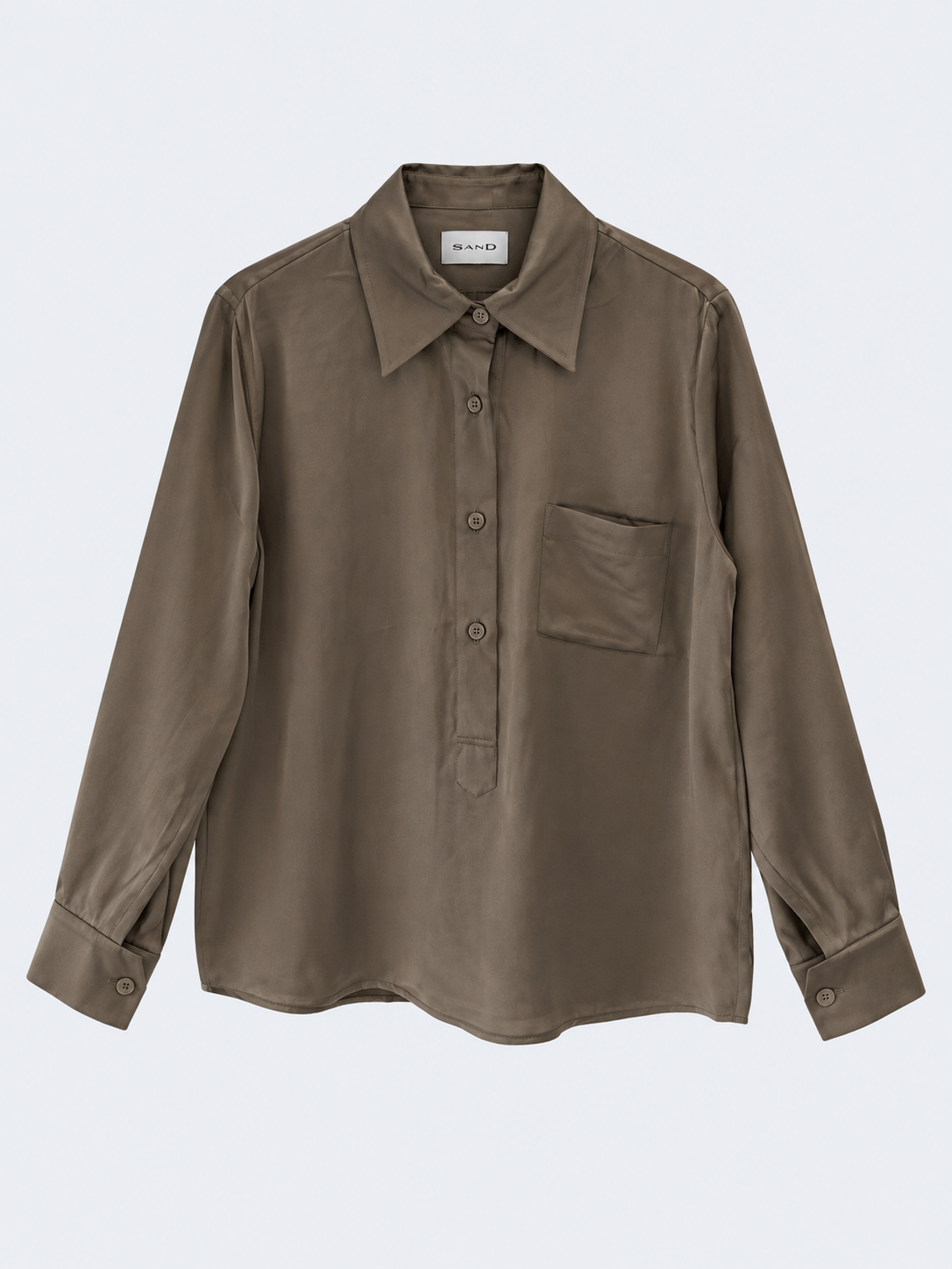 The Nepeta Brown Silk Shirt Blouse