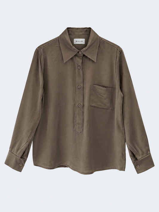 The Nepeta Brown Silk Shirt Blouse