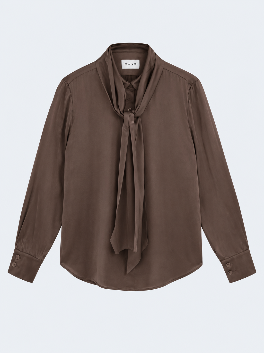 The Latia Bow Dark Brown Silk Blouse