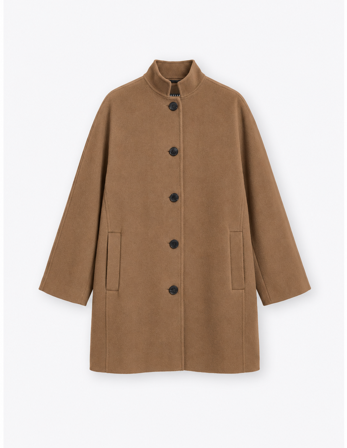 Camel Double Faced Cashmere Blend Funnel Coat