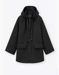 Tech Material Lined Black Peacoat