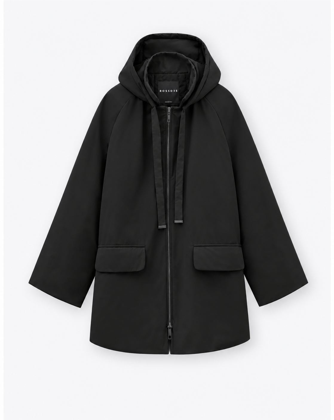 Tech Material Lined Black Peacoat