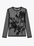 The Mesh Black Print Top
