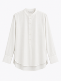 White Mandarin Collar Long Shirt