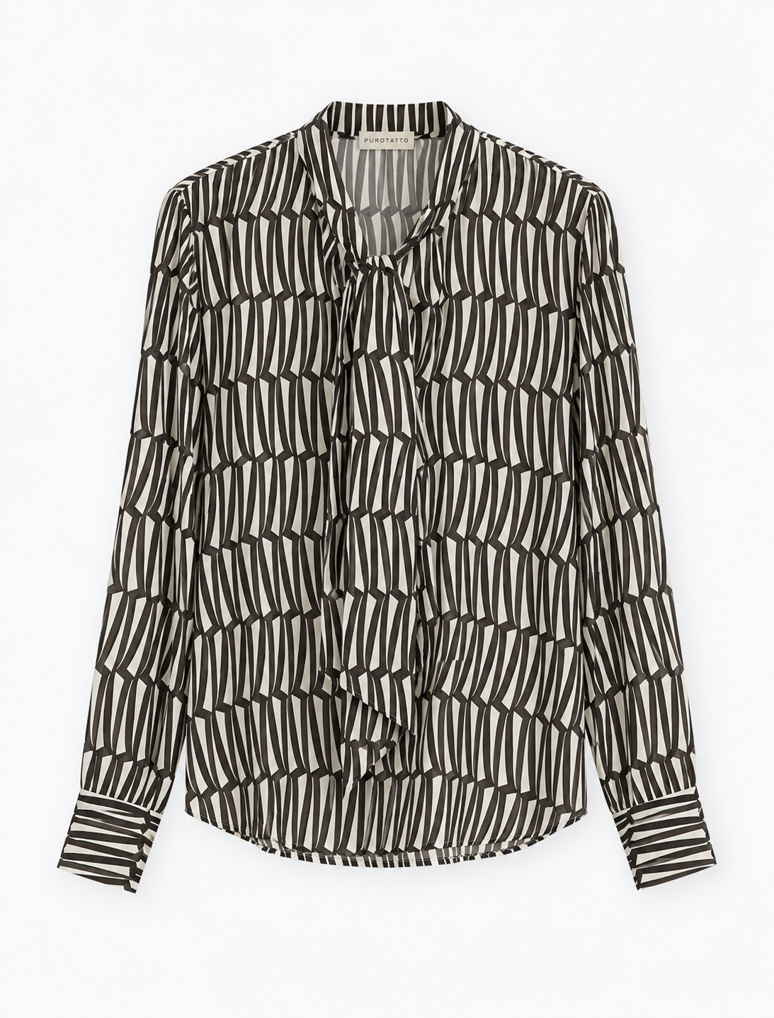 Puro Coffee Cream Ribbon Bow Blouse