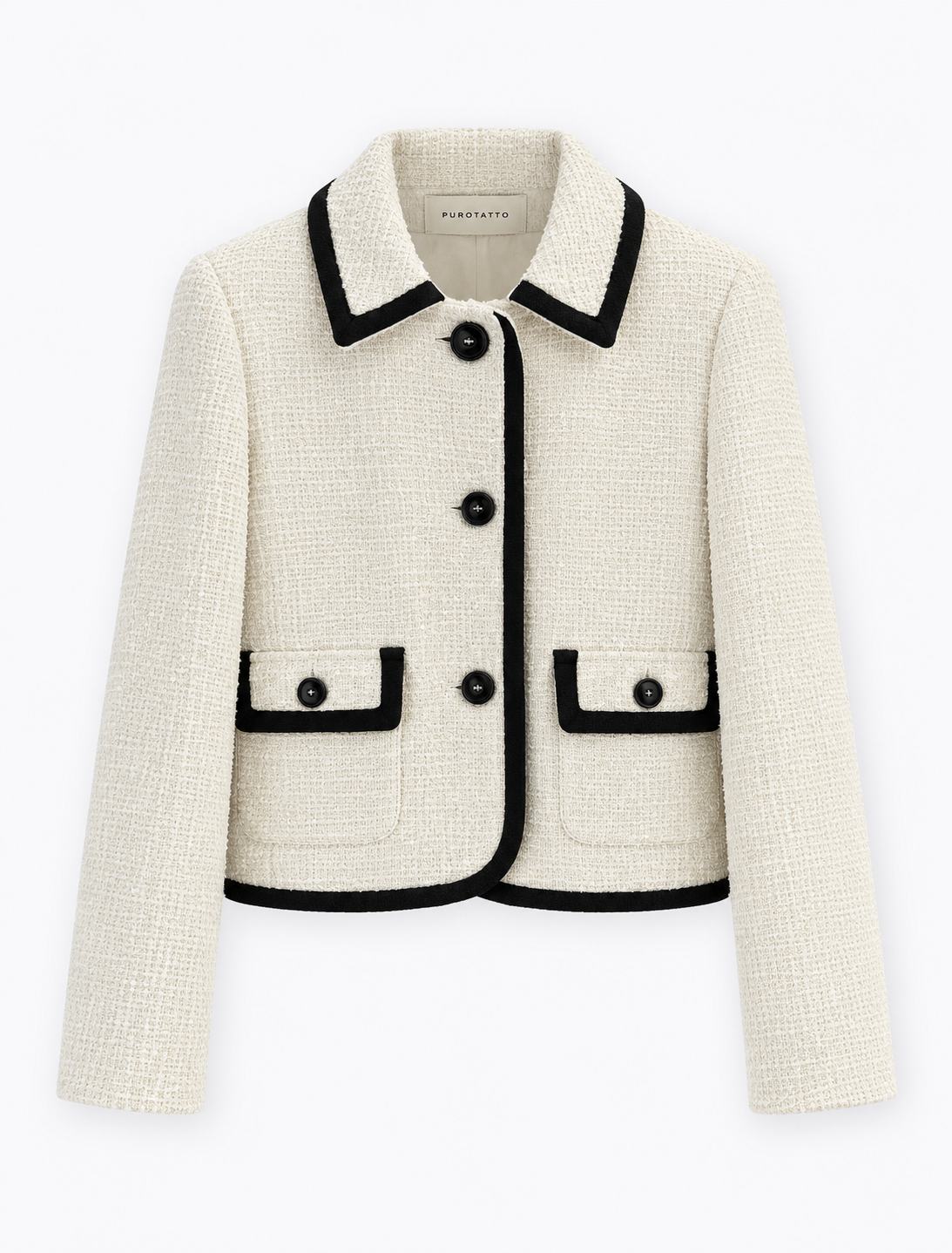 Puro White and Black Trim Boucle Jacket