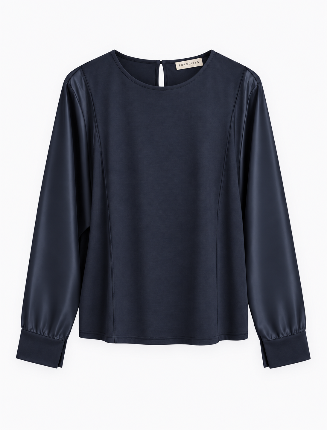 Puro Dark Navy Silk Sleeve Blouse