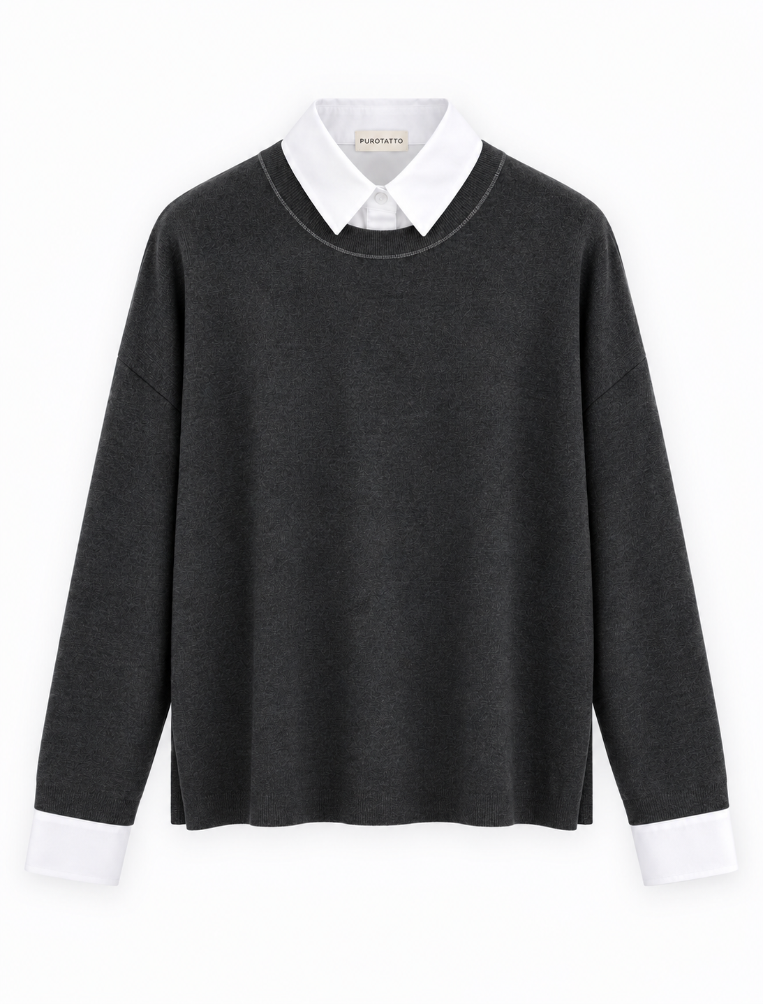 Puro Graphite Mockable Collared Knit