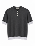Puro Crew Grey Contrast Sleeve Knit