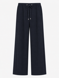 Navy Wide Leg Soft Tie Trousers