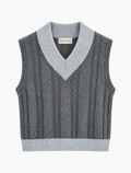 Dark Grey Blue V-Neck Tank Knit