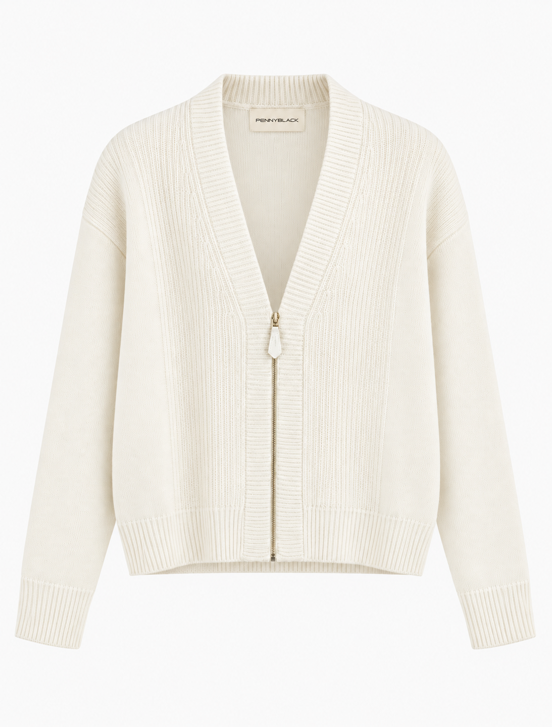 The Cream Deep V Zip Up Knit