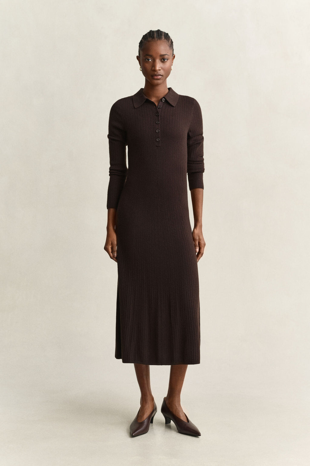 Deep Chocolate Cable Knit Dress